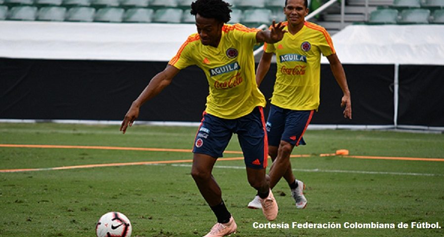 Jugadores de la Selección Colombia durante el entrenamiento.
