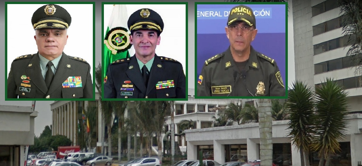 Generales José Ángel Mendoza Guzmán, William René Salamanca Ramírez y Jorge Luis Vargas Valencia, entre los que saldría el nuevo Director de la Policía.