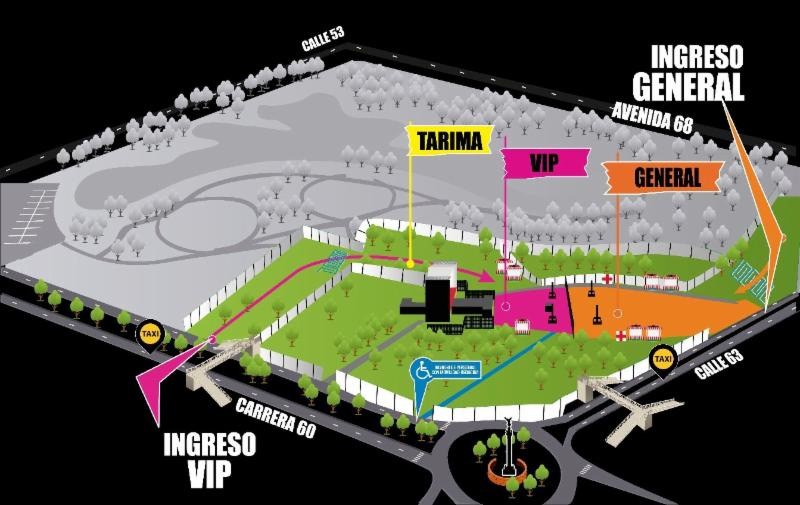 Mapa del concierto de Shakira en Bogotá. /Cortesía 