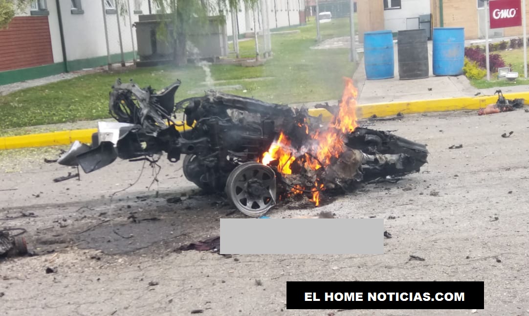 Motor de la camioneta que ingresó cargada de explosivos hasta la parte exterior de los dormitorios de la Escuela General Santander.
