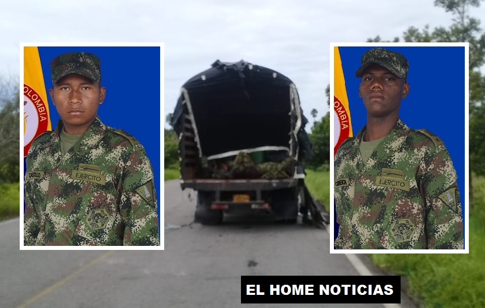 Los soldados Fredy José Castillo López, de San Andrés de Sotavento (Córdoba) y Luis David Canencia Venecia, de Cartagena (Bolívar), murieron en un ataque con explosivos que hicieron disidentes de las Farc en Tame (Arauca).