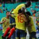Jugadores de la Selección Colombia celebran el gol que les dio la victoria frente a Paraguay.