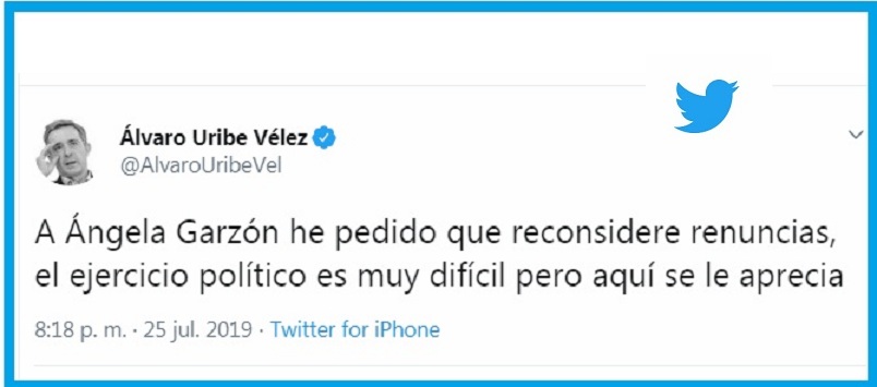 Mensaje de Álvaro Uribe.