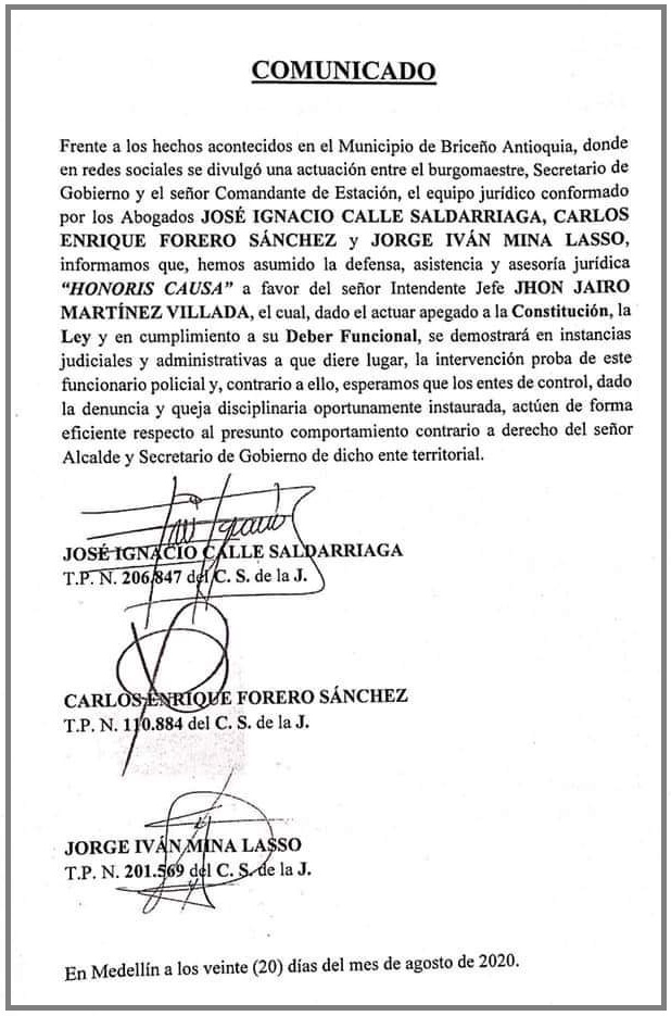 Caso Alcalde de Briceño y comandante de Policía.