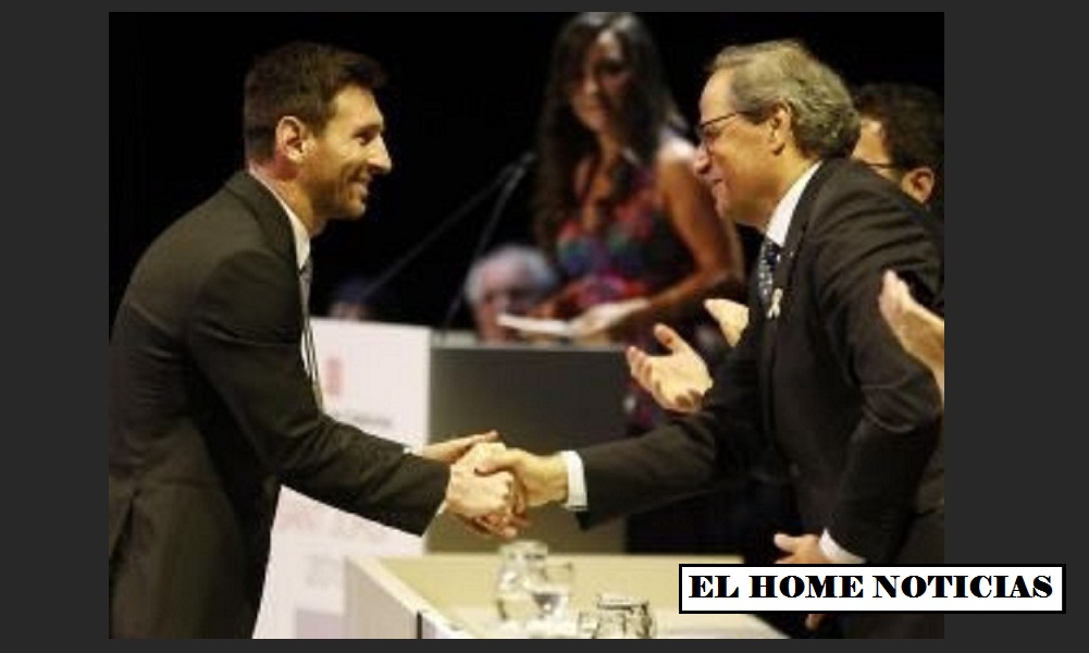 Lionel Messi y el presidente de Cataluña.