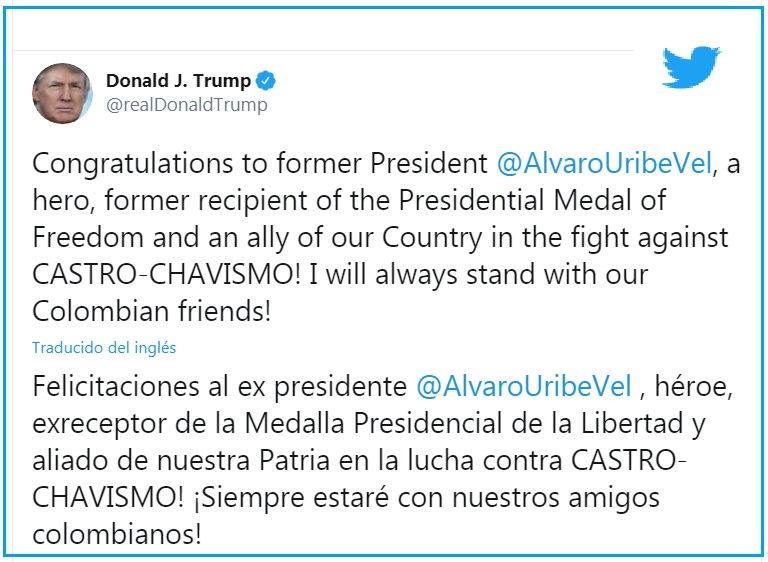 ´Donald Trump y Álvaro Uribe.