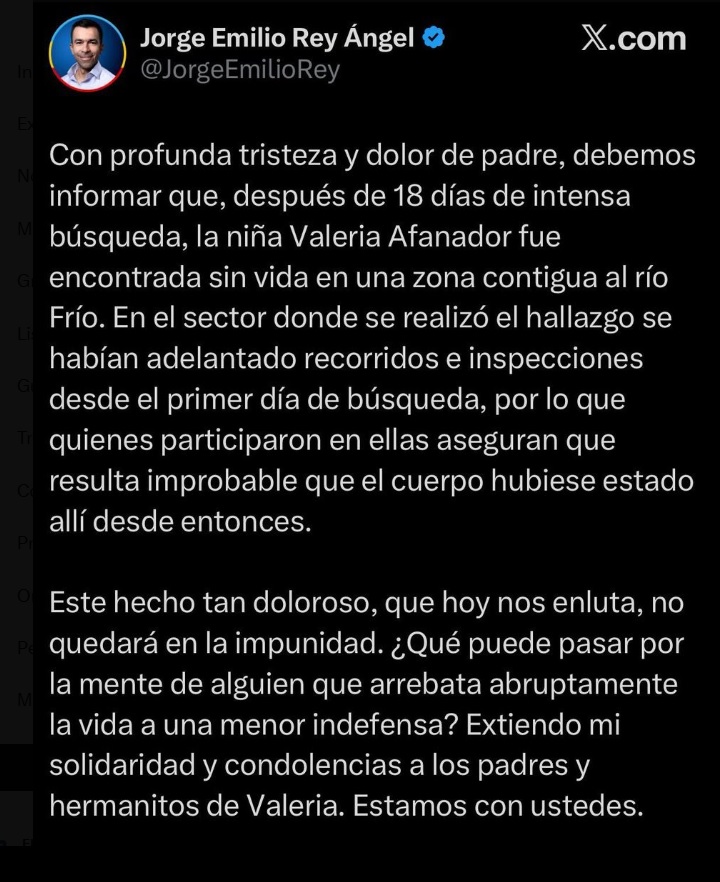 Mensaje en X del gobernador de Cundinamarca