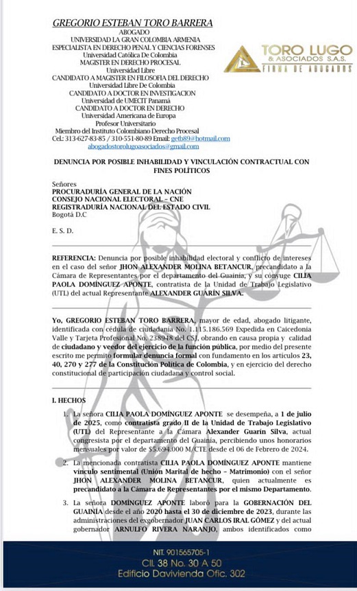 Denuncia corrupción electoral en Guainía.