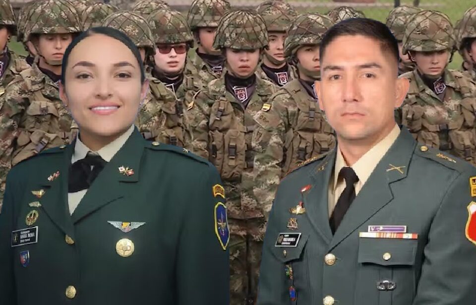 La subteniente María Camila Mora junto al capitán Pablo Andrés Másmela