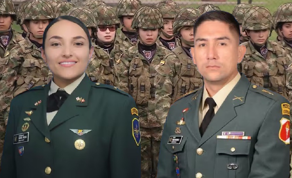 La subteniente María Camila Mora junto al capitán Pablo Andrés Másmela