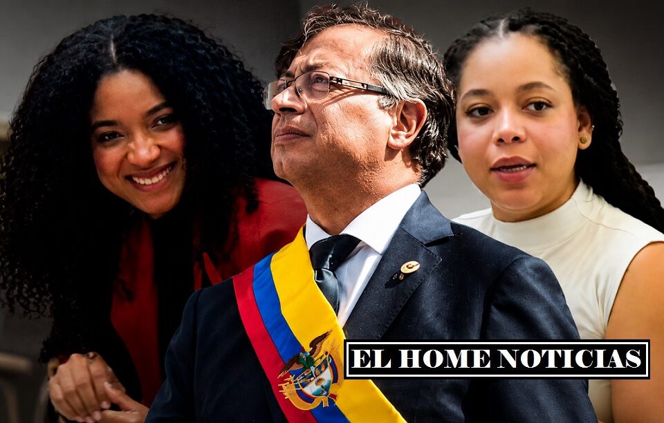 El presidente Gustavo Petro con las hermanas Juliana y Verónica Guerrero