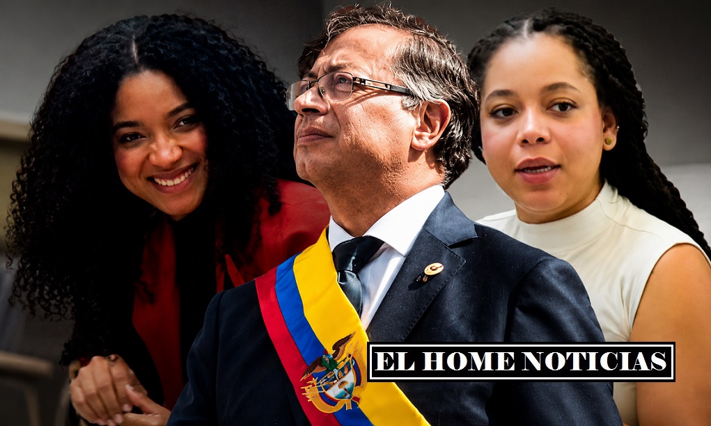 El presidente Gustavo Petro con las hermanas Juliana y Verónica Guerrero