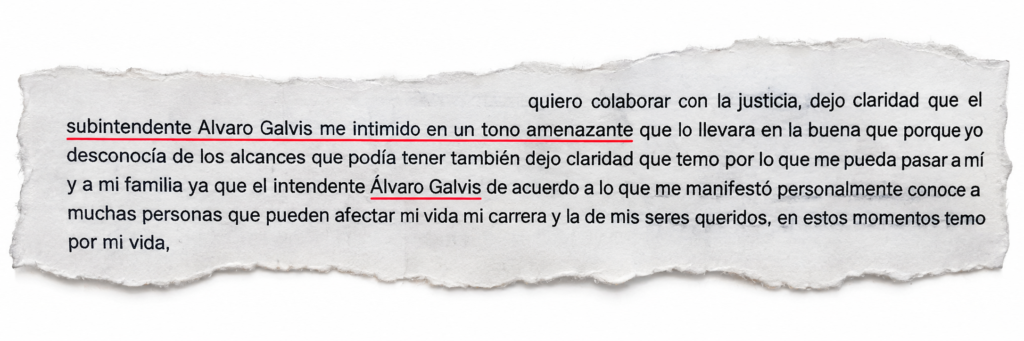 Testimonio de amenazas de Peter Nocua contra Álvaro Galvis.